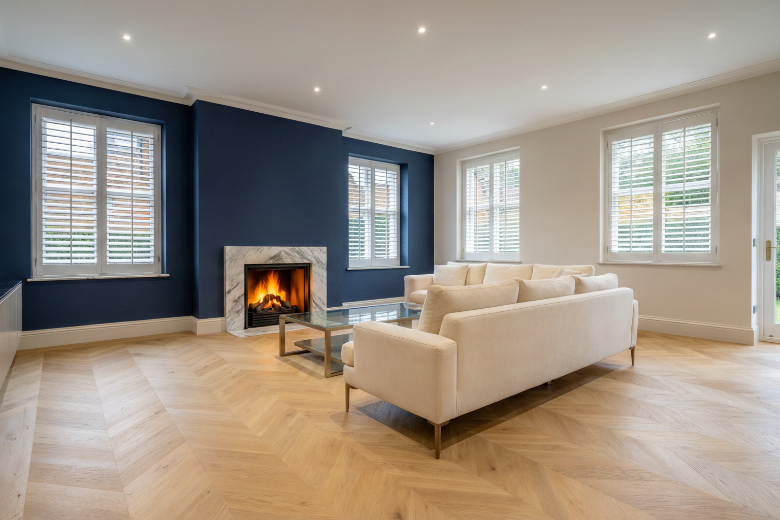 The same living room after full renovation